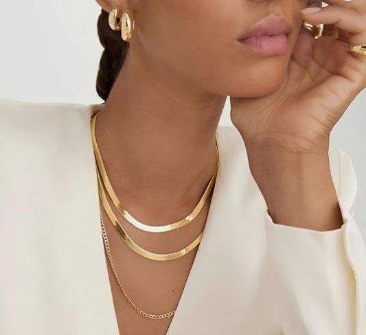 Gold Plated Herringbone Necklaces