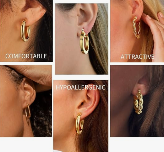 Gold Hoops Earrings