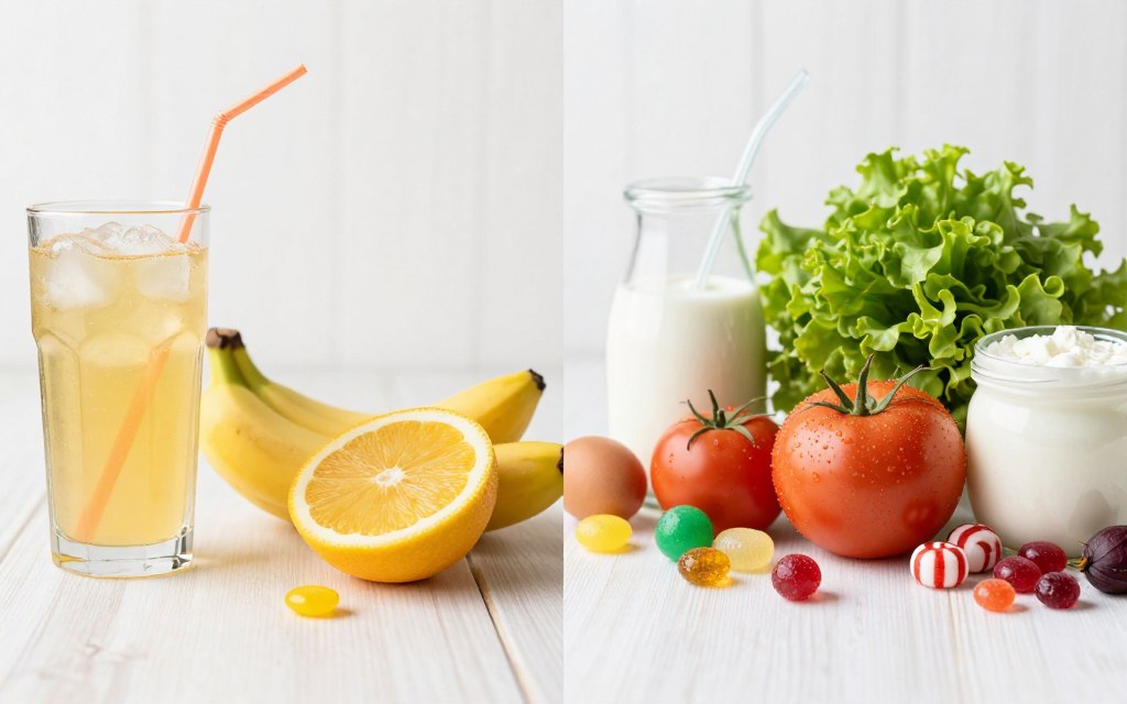 Comparison of tooth-healthy versus tooth-damaging foods and drinks