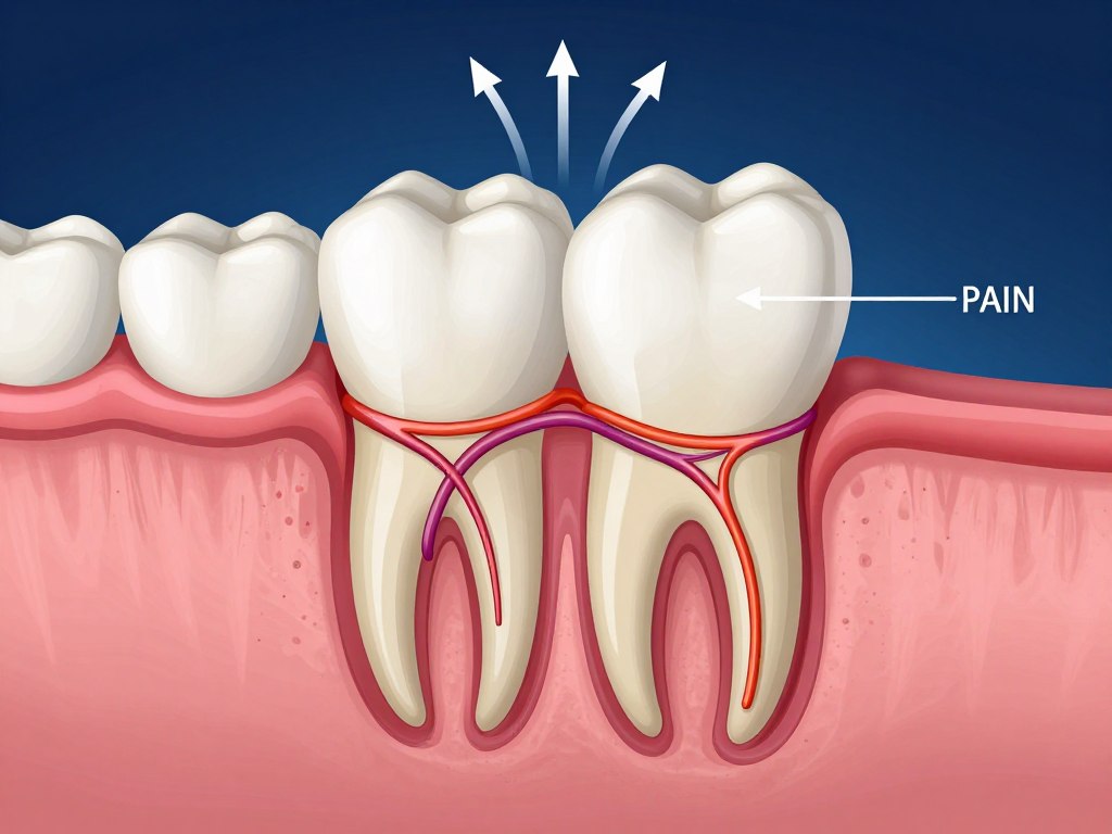 Diagram showing tooth sensitivity mechanism with exposed dentin