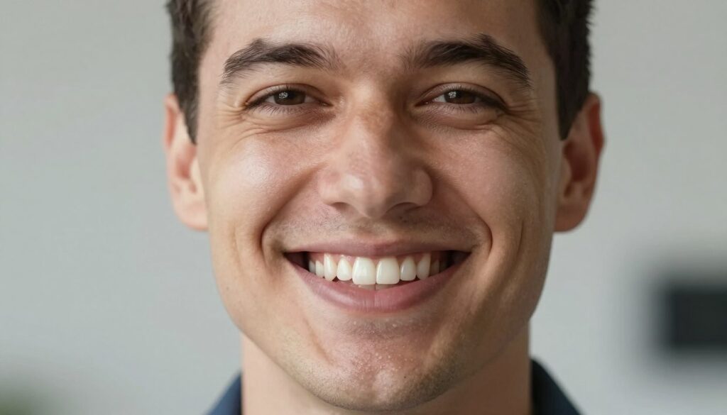 Happy confident person with healthy smile representing successful oral health