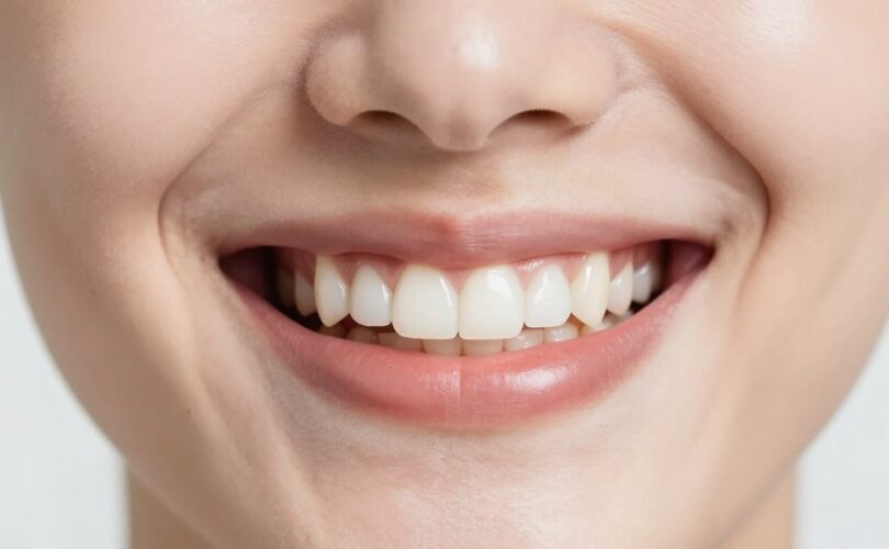 Healthy smile showing white teeth and pink gums demonstrating proper oral care
