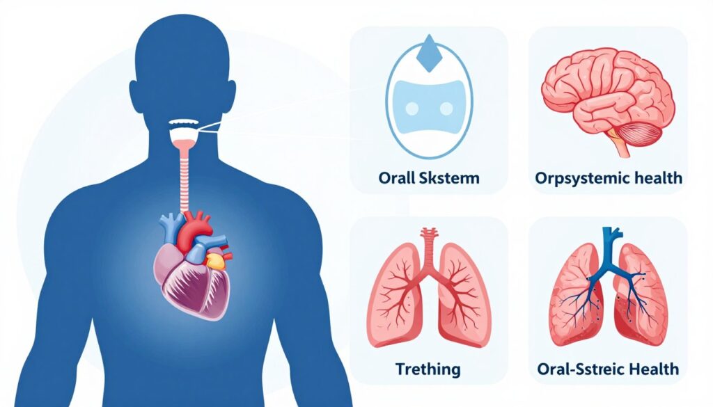 Medical concept showing connection between oral health and body systems