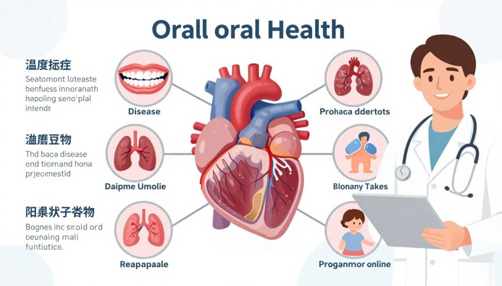Medical diagram showing health connections between oral disease and body systems