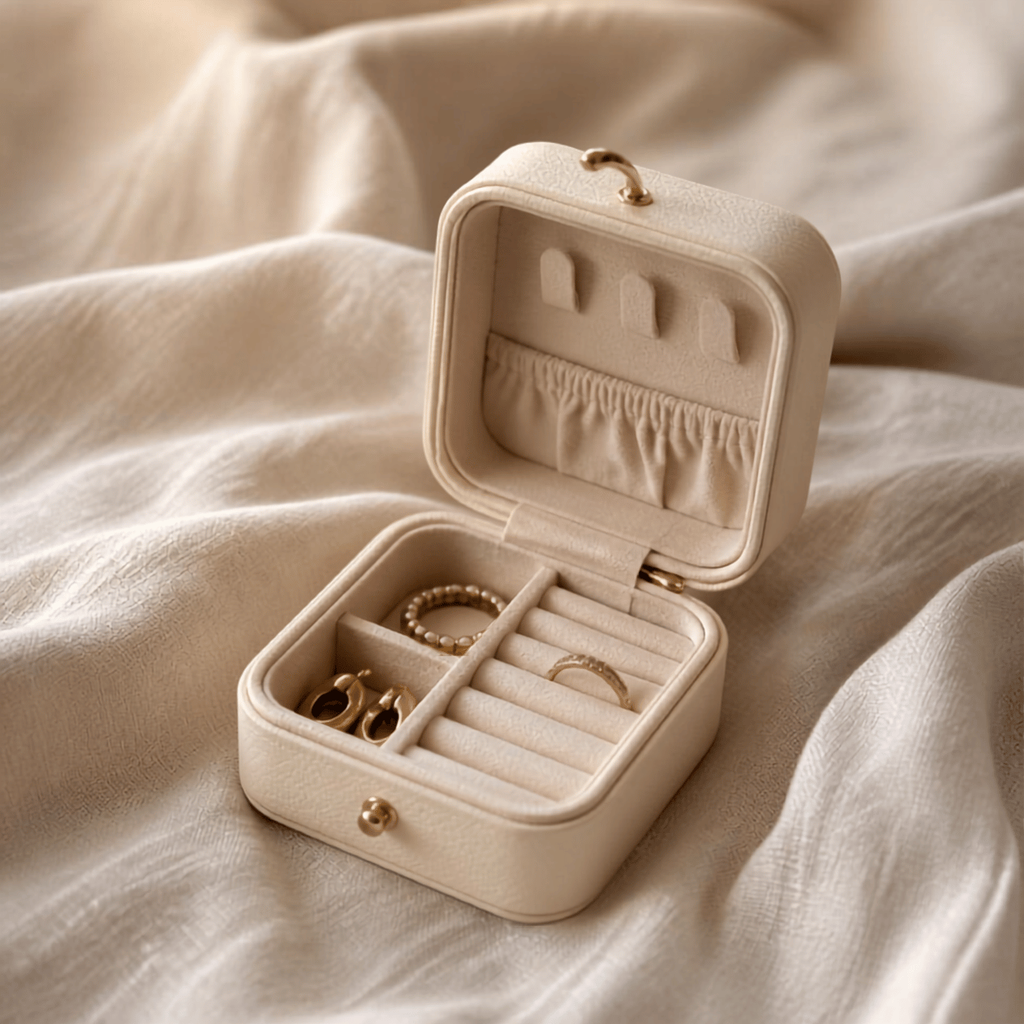 A gift-ready jewelry box for presenting gold jewelry