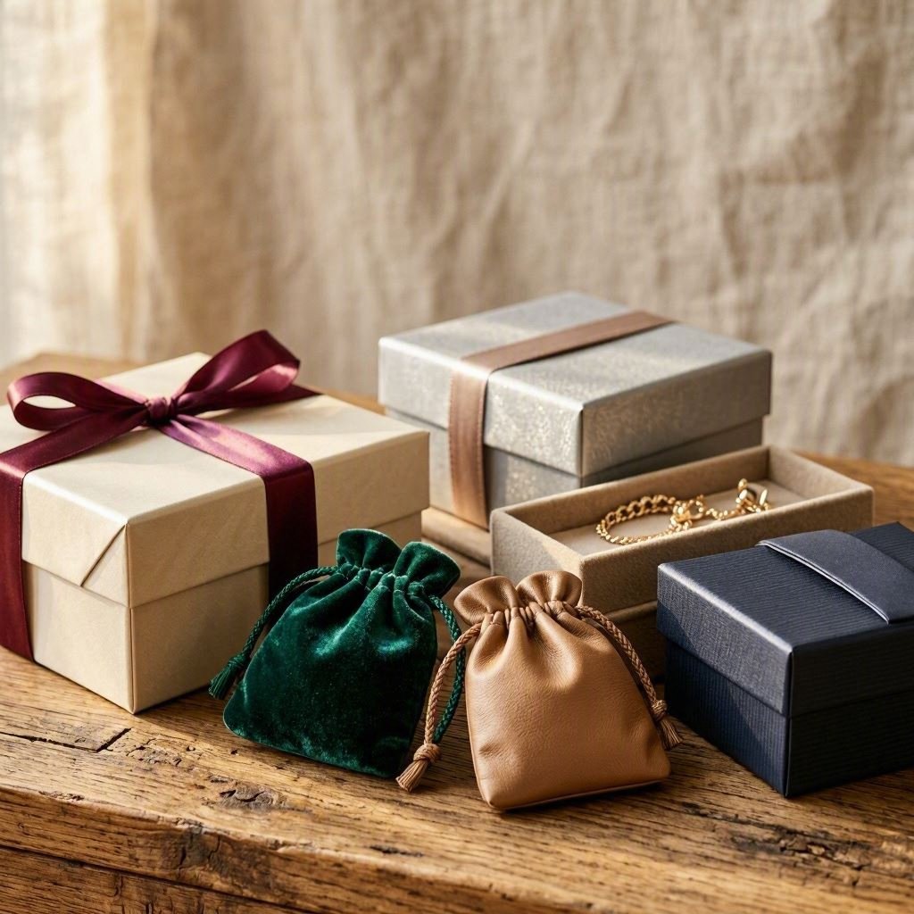 gift boxes and jewelry pouches