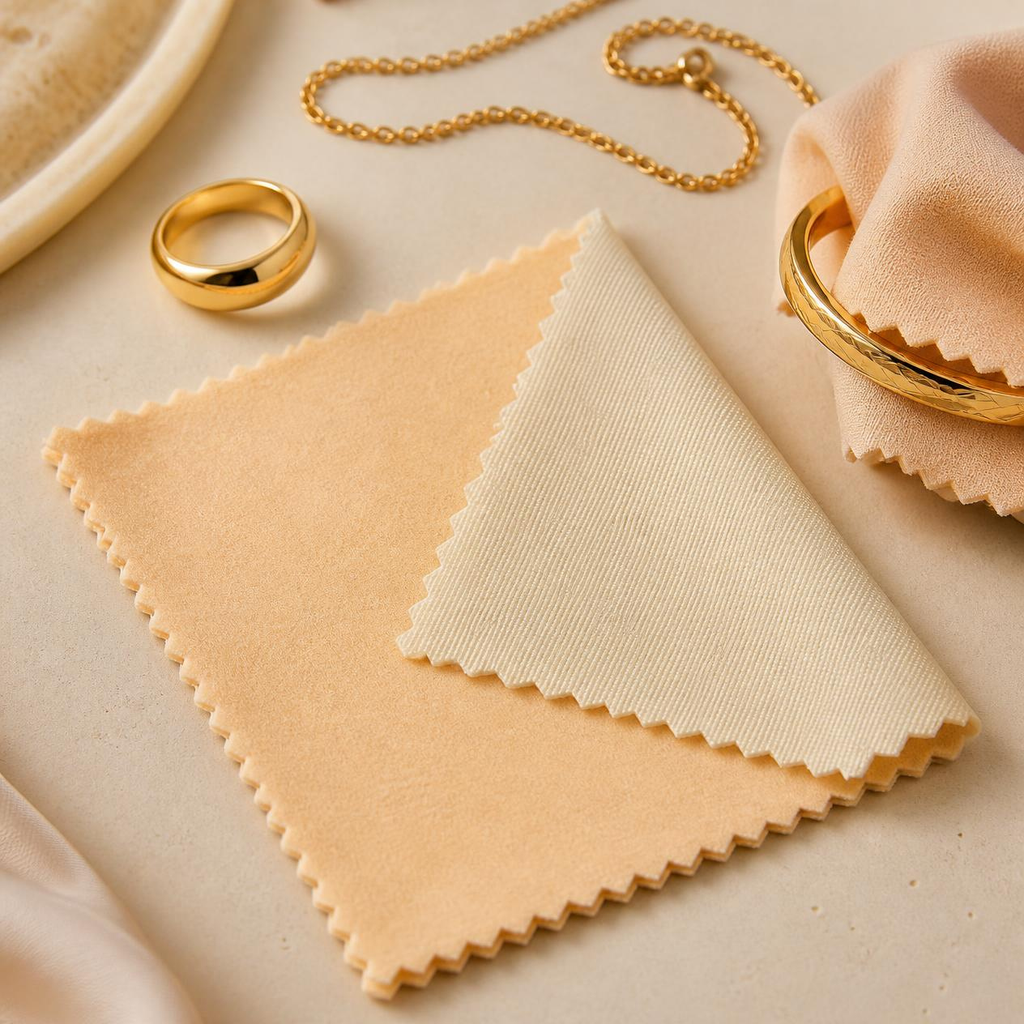 two-sided gold jewelry polishing cloth